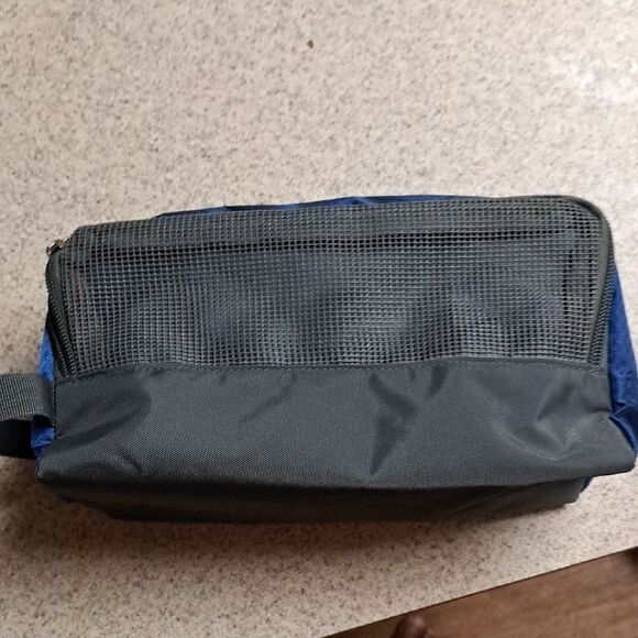 Royal Blue Nylon Toiletry Bag with Dual Compartments - Picture 3 of 4
